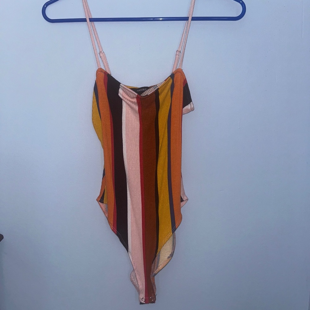 Forever 21 Striped Multi-Color Bodysuit